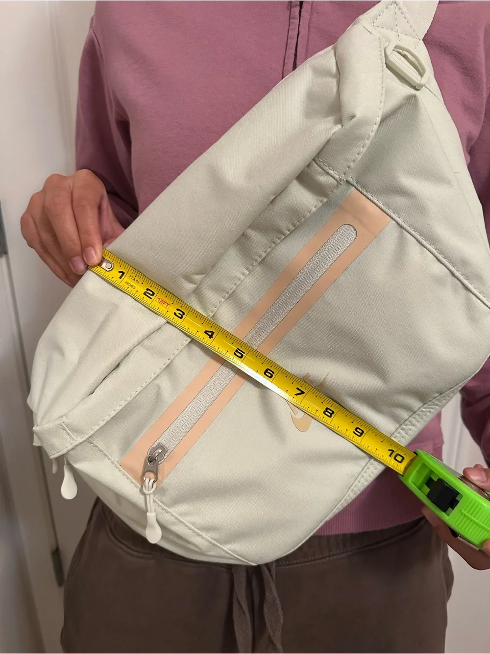 Nike Large Cream Crossbody Sling Bag with Peach Accent